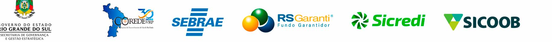 Governo do Estado do RS · COREDE VRP · SEBRAE · RS Garanti · Sicredi · SICOOB